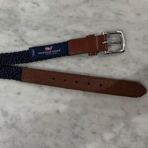 Vineyard Vines Boys Navy and Brown Belt Size 26